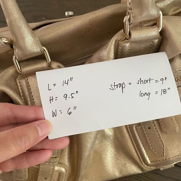 Cole Haan Archer Satchel Soft Gold Leather Gramercy Crossbody Handbag Purse - Picture 10 of 12